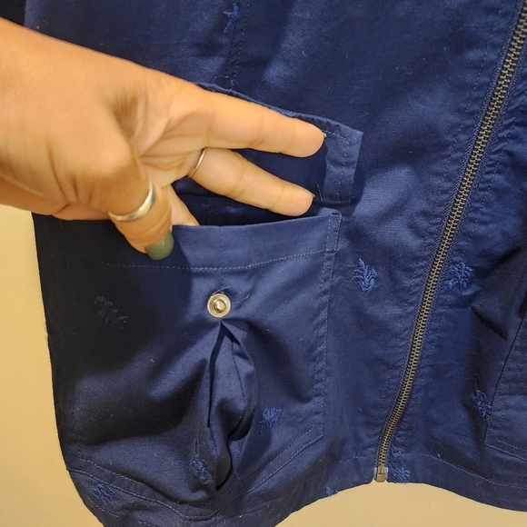 CHICO'S Blue Zinergy Flower-Embroidered Zip-Up Jacket size  3P (16P-18P) - Picture 11 of 12